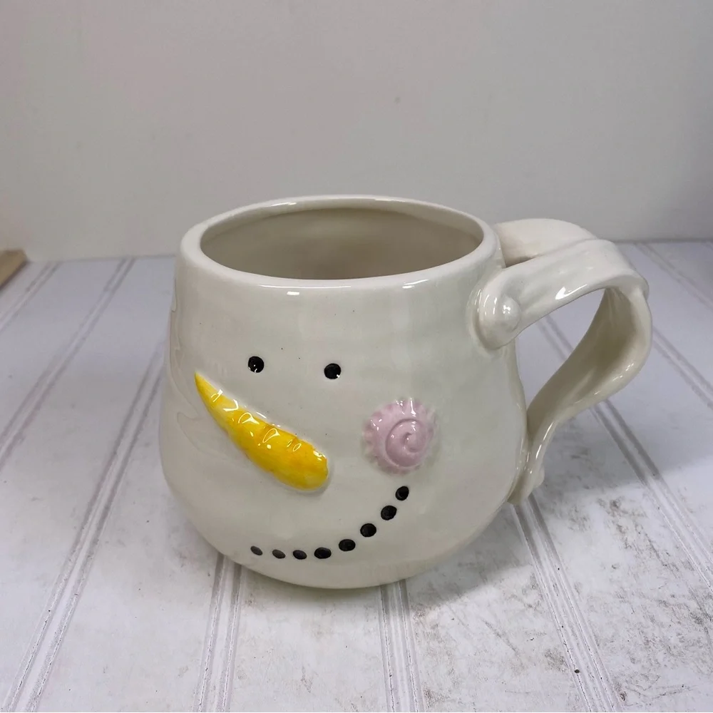 Pier 1 Imports Snowman face coffee mug